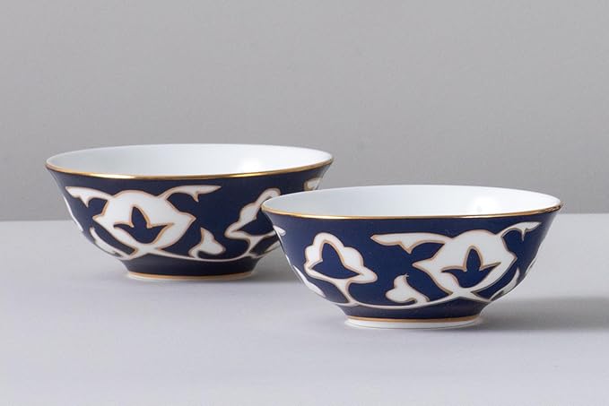 Blue and White Tea Cups - 6 oz. Tea Cups with White Vintage Design - Elegant Tea Serving cups for Kitchen and Gift for Women, Men, Adults and Tea Lovers (2 Cups)