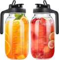64oz Glass Pitcher with Lid, 2 Quart Mason Jar Pitchers with Lid and Spout, Wide Mouth Breast Milk Pitcher Glass Jug Sun Tea Pitchers, Cold Brew Coffee pitcher, Fridge Container for Water, Juice, Tea