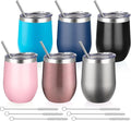 12 Oz Insulated Wine Tumbler with Lid Double Wall Vacuum Stainless Steel Wine Glass Coffee Mug Insulated Tumbler Cup for Champaign, Cocktail, Beer (Mixed, 6 Pack)