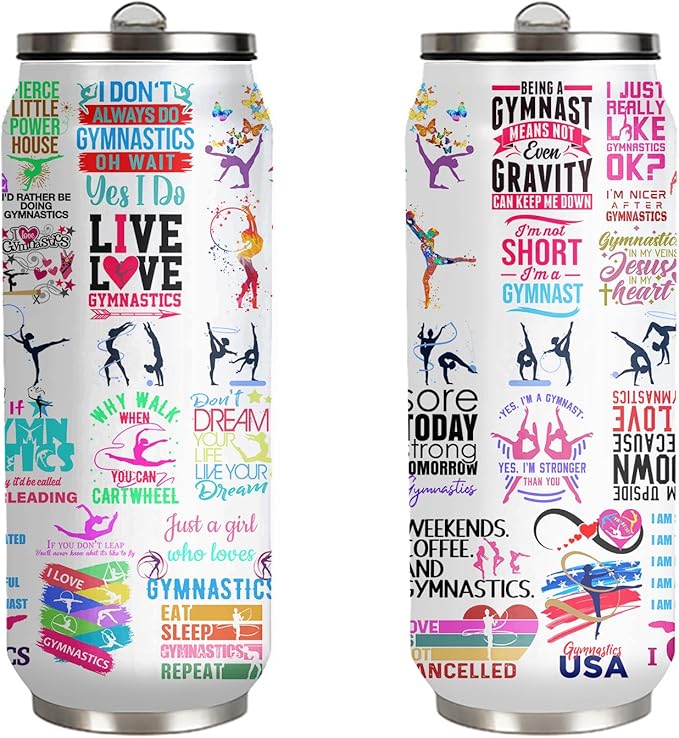 Gymnastics Tumbler Cup With Lid,Gifts For Gymnast Gymnastic Birthday Gift Stainless Steel Vacuum Coffee Mug Cup Gymnastic Gifts For Women Girls 17 Oz