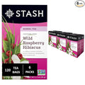 Stash Tea Wild Raspberry Hibiscus Herbal Tea - Naturally Caffeine Free, Non-GMO Project Verified Premium Tea with No Artificial Ingredients, 20 Count (Pack of 6) - 120 Bags Total