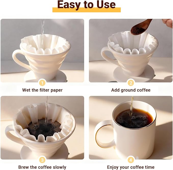 Segarty 150 Pack 1-4 Cup Coffee Filters Disposable, 7.2in Paper Basket Coffee Filter Bar Accessories for Pour Over Maker, White Paper Coffee Liners for Brewer Dripper Machine for Home Cafeteria Office