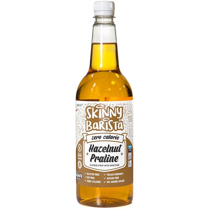 Skinny Food Co Hazelnut Praline Syrup Zero Calorie 35 Fl Oz - Sugar Free Hazelnut Coffee Syrups For Tea, Hot Chocolate, Fruit, Baking, Protein Drinks - Vegan-Friendly, Gluten-Free & Fat-Free