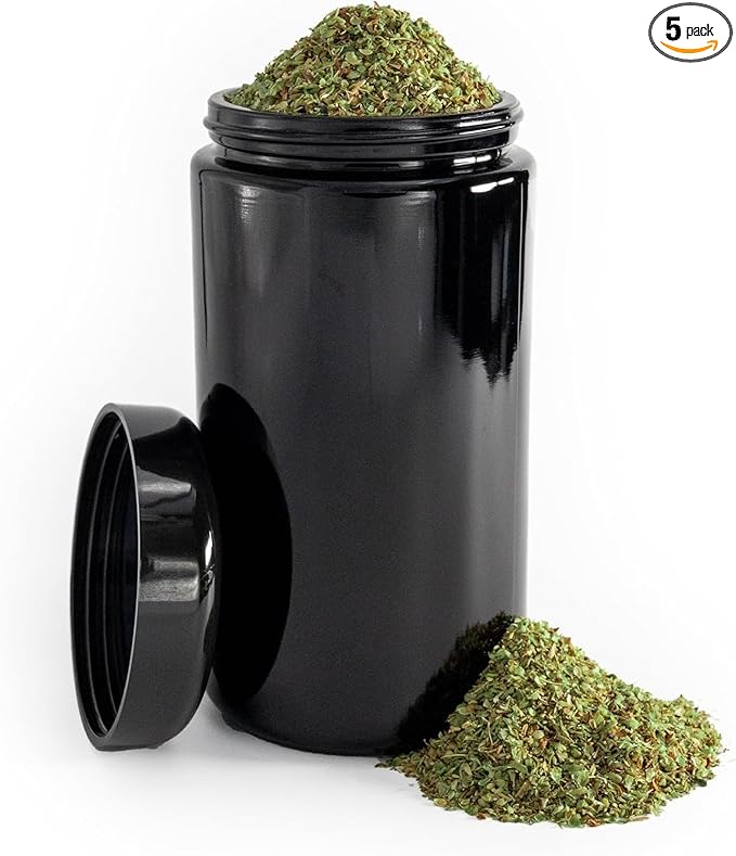 Infinity Jars Classic UV Glass Jar 500ml (17 fl oz) Airtight, Durable Black Refillable Screw-Top Container for Coffee, Spices, Tea, Dried Goods, Kitchen Pantry Jars (5)
