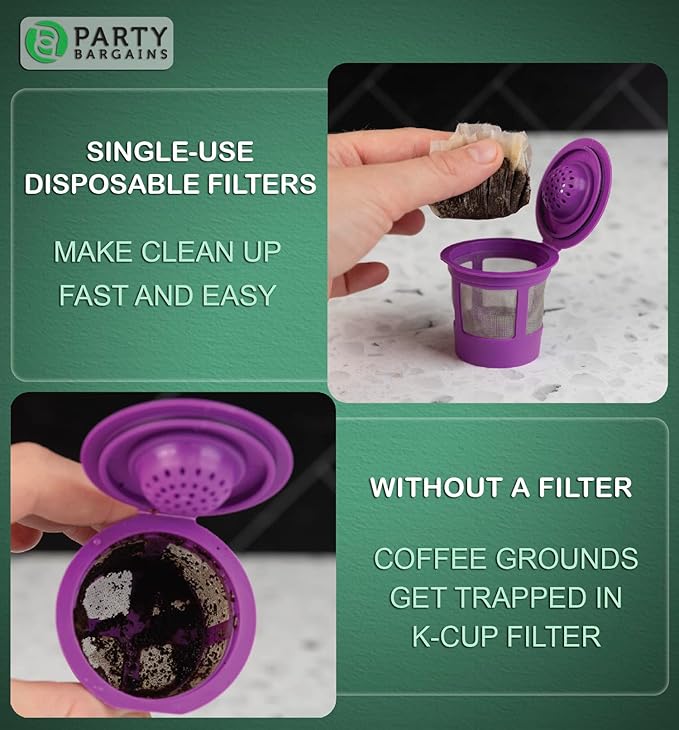 Party Bargains 600 Paper Coffee Filters - Compact Design Single-Use Coffee Filter Compact Design, for Keurig Brewers and Compatible with K-Cup Pods 1.0 & 2.0 Models