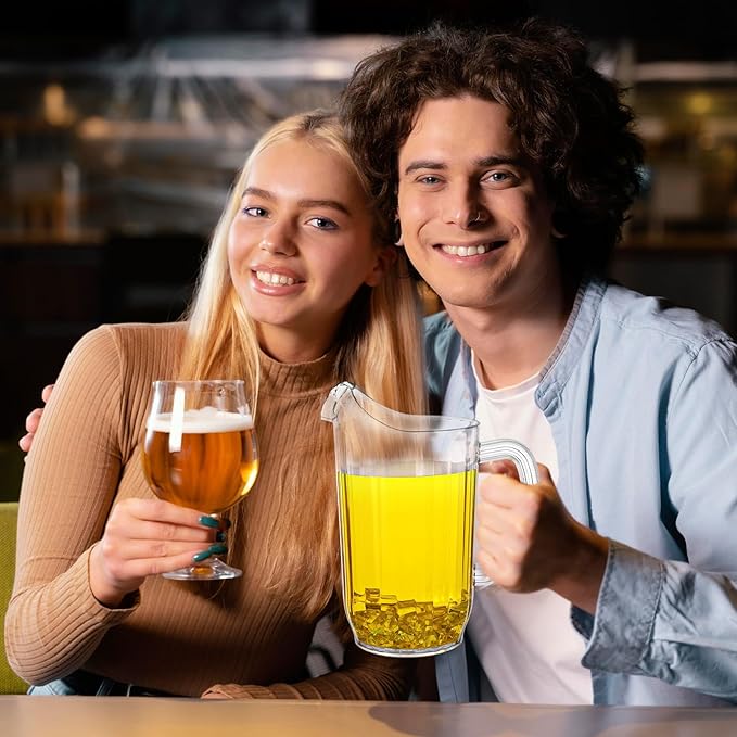 3 Pcs Small Beer Pitchers 45 Ounce Restaurant Pitchers Clear Restaurant Pitcher Jug Large Water Jug Carafe Serve Milk Tea Juice Drink for Parties Container Dispenser Beer Jar(Classic)