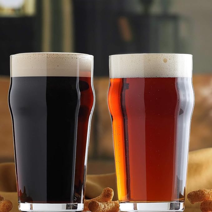 20 oz Beer Glasses Set of 6- Easy to Stack & Lead-Free Classic British Pint Glasses Large Pub Craft Beer Glass for IPA, Pilsner,Clear Tall Glass Cups Great Beer Gifts for Men-Dishwasher Safe