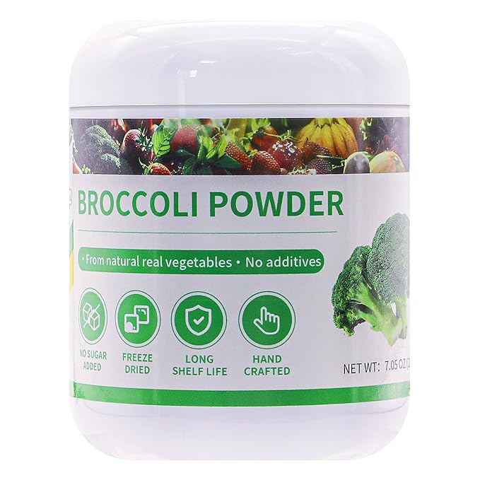 GaoGaoFen Freeze-Dried Broccoli Powder,7.05oz/200g,Green Superfood for Smoothie,Drinks,Cooking,Rich in Nutrients,100% Natural No Additives