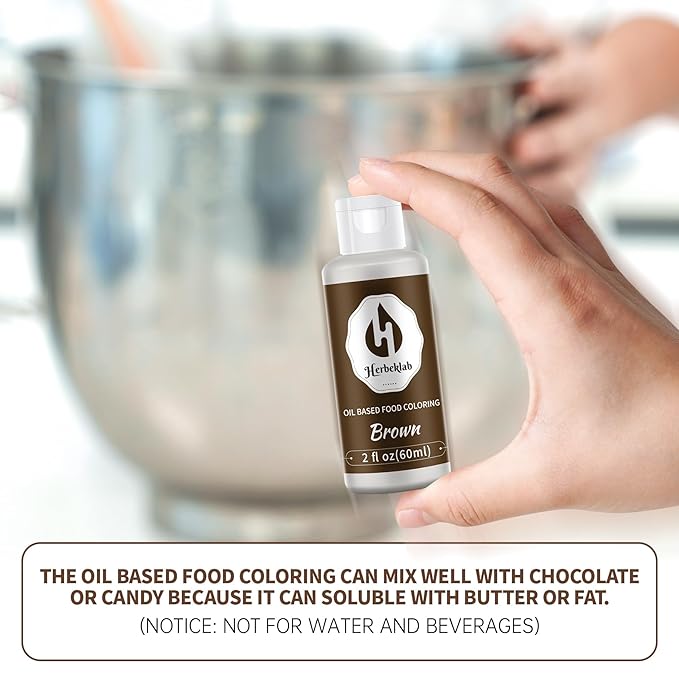Brown Oil Based Food Coloring – 2 fl oz Professional Grade Concentrated Oil Food Dye for Melting Chocolate, Candy Melts, Cake Pops, Strawberries & Baking