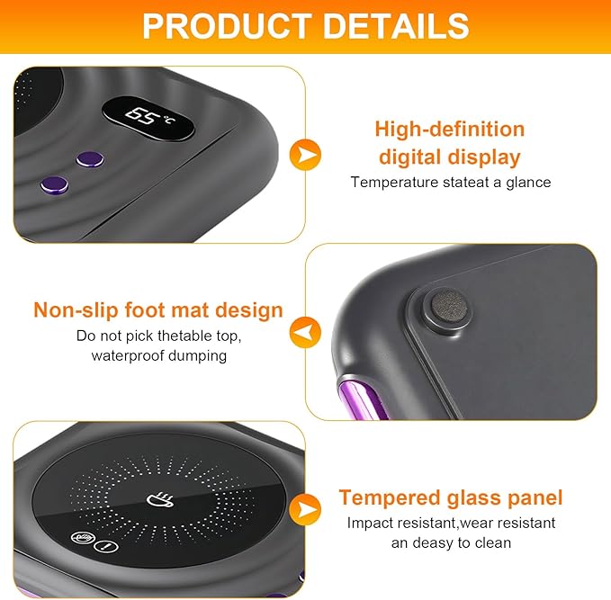 2025 Pro Mug Warmer with Warm Air Function, 3-Temp Settings, Coffee Mug Warmer for Desk Coffee Cup Warmer for Tea Milk Candle Cool Office Gadgets Accessories for Men Women Gifts for Coffee Lovers