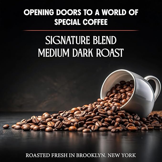 Forza Arabica Coffee Whole Bean, Medium Dark Roast Whole Bean Coffee Bold Flavor with Dark Chocolate, Hazelnuts & Caramel, Freshly Roasted in Brooklyn, 35.2 oz (2.2lb) Bean Bag