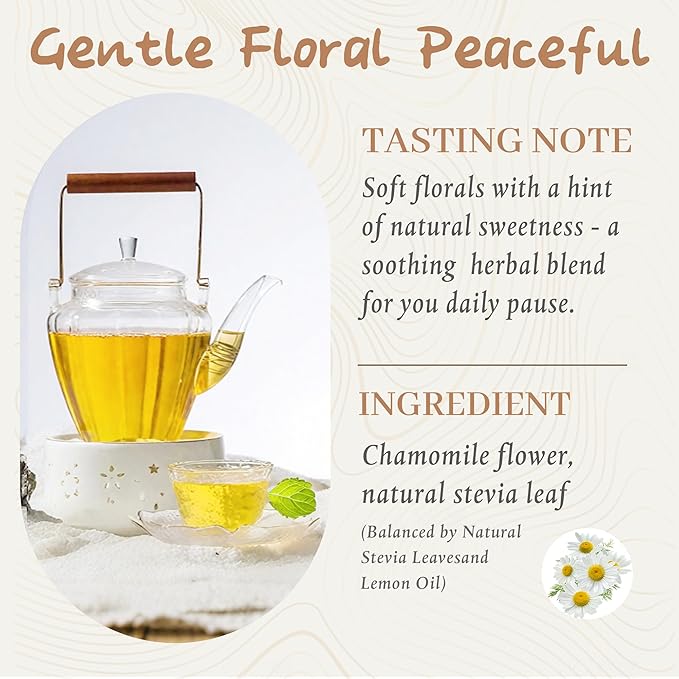 Johou Chamomile Herbal Tea Pods, Specially Ground Pure herb, Full-Flavor, Compatible with All K-Cup Brewers & Keurig 2.0, 24 pods, Caffeine Free Sleep time Tea, Made in Taiwan