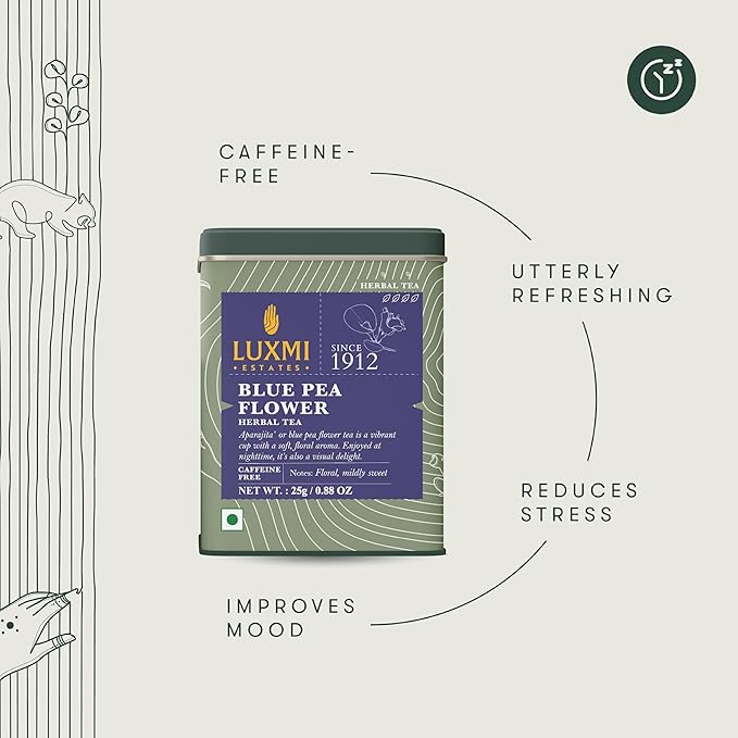 Luxmi Estates - Butterfly Pea Flower Tea - Loose Leaf - 25g (12 Cups) | USDA Certified Organic Blue Tea | Caffeine-Free | Single Ingredient