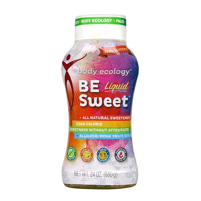 Body Ecology BE Sweet Liquid Sugar Substitute | All-Natural Sweetener | Zero Calorie Stevia Liquid | Zero Glycemic | Reusable 24 OZ