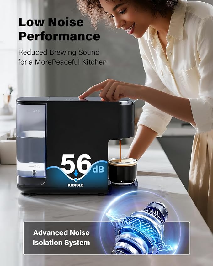 20 Bar Espresso Machine, Compatible with Nespresso Original & Dolce Gusto Capsules, Ground Coffee & ESE Pods, 47.3oz Tank, One-Touch Boil, Smart Controls, Drip Tray & Storage
