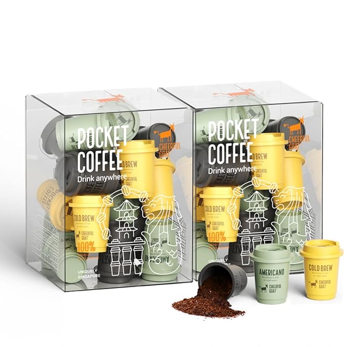 CheerfulGoat Instant Cold Brew Coffee – Speciality Pocket Coffee 100% Arabica, Freeze Dried for Ultimate Freshness, No Sugar, No Additives, Low Acid, Healthy for Iced & Hot, 30 Servings (MIX)