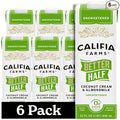 Califia Farms - Unsweetened Better Half, Half and Half Substitute, 32 Oz (Pack of 6), Almond Milk, Coconut Cream, Coffee Creamer, Keto, Shelf Stable, Dairy Free, Plant Based, Vegan