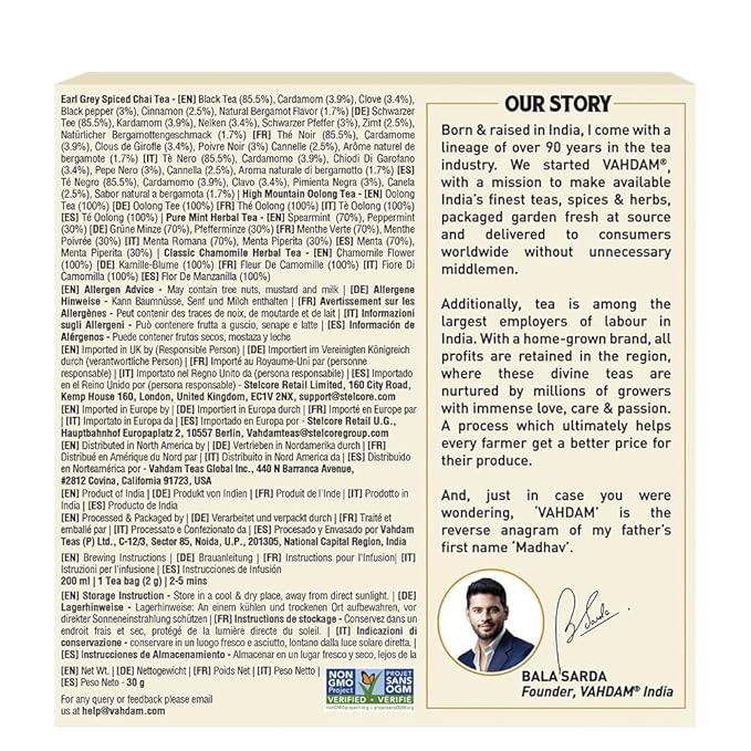 VAHDAM, Assorted Tea Sampler (15 Different Variety in Individually Wrapped Pyramid Tea Bags) Long Leaf Premium Teas I Tea Gift Set I Christmas Tea Gift Ideas for Tea Lovers