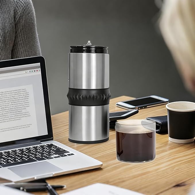 Portable Coffee Grinder,USB Rechargeable Coffee Maker,Electric Stainless Steel Burr Burr Coffee Grinders, Espresso Battery Coffee Bean Grinder Machine with 15 gind Settings for Home Use(Black9109)