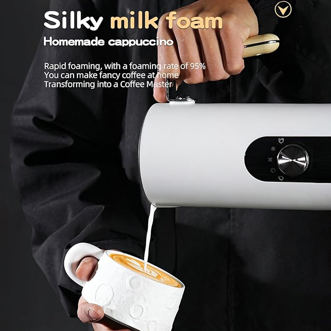 Electric Milk Frother,5-in-1 Milk Steamer with Touch Control,350ml Automatic Warm and Cold Foam Maker,Milk Warmer for Coffee,Latte,Cappuccinos Macchiato,Hot Chocolate,Anti-burn Propeller