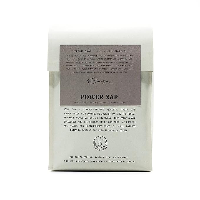 Onyx Coffee Lab Power Nap Half Caffeine Coffee Blend – Half-Caf Medium Roasted Coffee Beans Whole – Coffee Whole Beans w/Brown Sugar, Peach, & Floral Notes