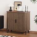 Accent Cabinet with Sliding Doors - Walnut Sideboard Buffet Cabinet with Storage for Coffee Bar, Console Table - MCM Design Bar Cabinets for Modern Home Décor