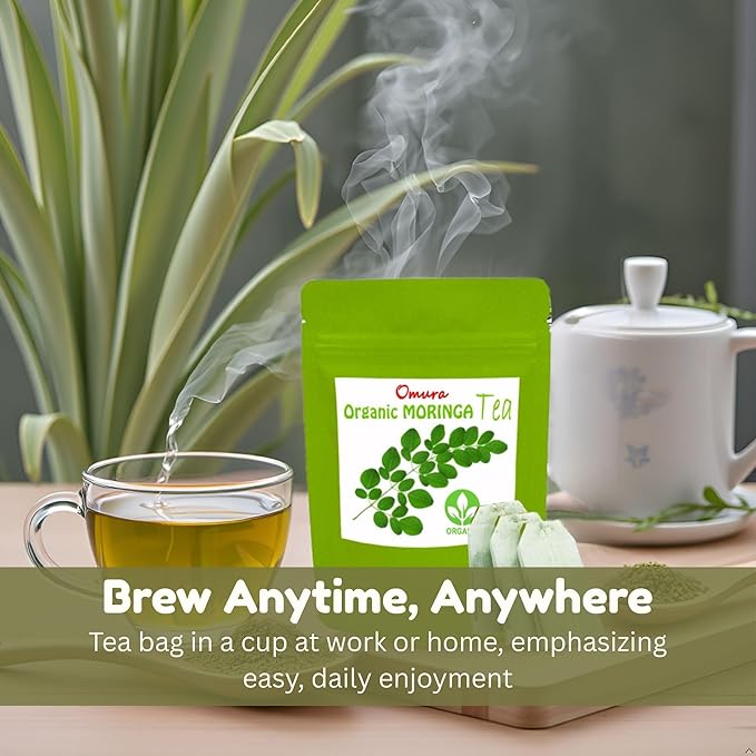 Omura Moringa Tea Bags – Herbal Tea Infusion, Smooth & Earthy Flavor, Naturally Refreshing, Tea Bags (MORINGA 25-TEA-BAGS)