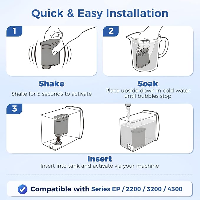 AquaClean Filter Compatible with Philips Coffee Machines – CA6903 Water Filter for EP1220/2230/3241, Series 1200/2200/3200/5400 – Anti-Scale Cartridge [1-Pack]