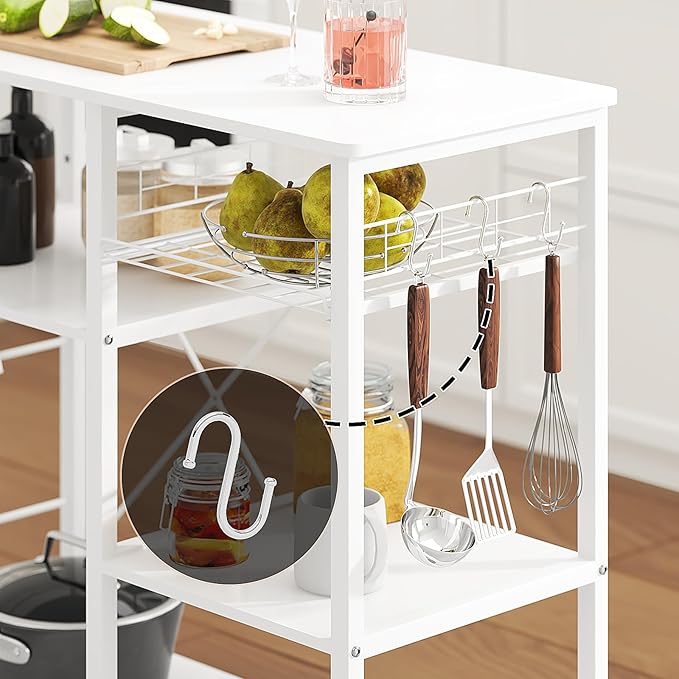 soges 3-Tier Kitchen Baker's Rack Utility Microwave Oven Stand Storage Cart Workstation Shelf, White