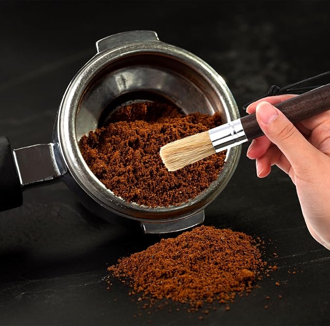 2 Pack Coffee Grinder Cleaning Brush, Espresso Machine Brush with Wooden Handle and Natural Bristles, Coffee Grinder Cleaner Brushes for Home Kitchen Espresso Machine Cleaner Tool