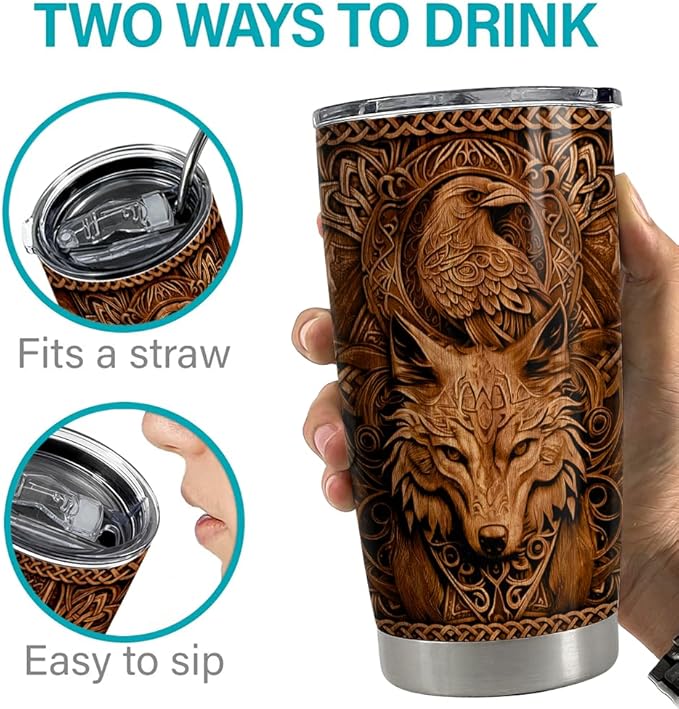 Viking Tumbler 20oz Viking Gifts for Men Vikings Cup Stainless Steel Insulated Tumblers Coffee Travel Drinking Mug Gift for Birthday Christmas