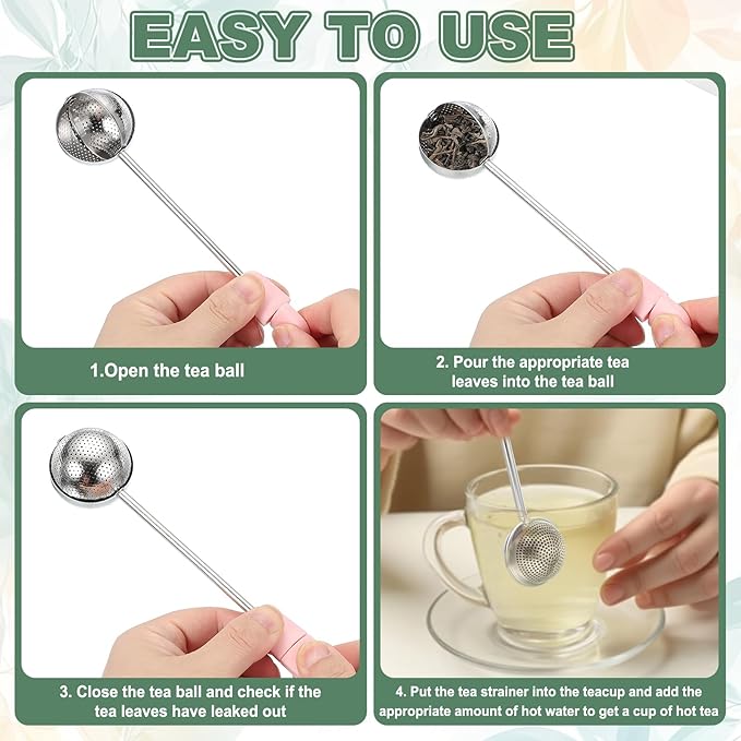 uxcell 2 Pcs Tea Infuser for Loose Leaves, Stainless Steel Tea Infuser Filter with Round Plate, Twisting Handle Steeper Strainers for Cup and Teapot, Ball Shaped, White