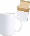 Ceramic 15oz White Sublimation Coffee Mug in White Box, Case of 12