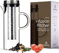 Hydracy Cold Brew Coffee Maker - Large Glass Infusion Pitcher 1.6 Quarts 52oz - Iced Coffee & Iced Tea Pitcher with Stainless Steel Lid & Fruit Infusion Tube - Perfect for Home or Office