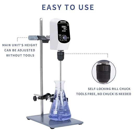 Electric Overhead Stirrer Mixer 100-2000RPM Timing Max.40L(H₂O) LCD Display Digital Overhead Stirrer Mixer 20000mPas Powerful Lab Stirrers Mixer with Stirring Rod&Stand