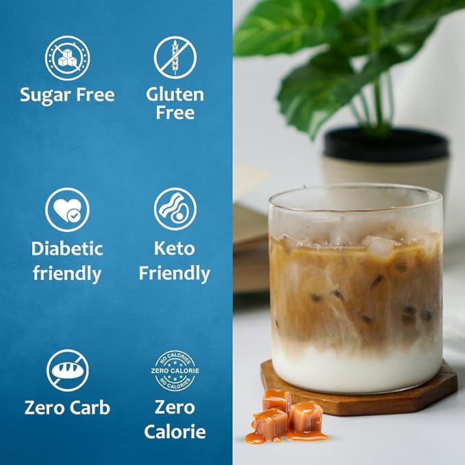 Syruvia Sugar-Free Caramel Coffee Syrup – 25.4 fl oz - Syrup for Coffee, Latte, Shakes, Smoothies, Desserts – 100% Vegan, Gluten Free, Kosher – No-Calorie Coffee Syrup, (Pack of 2)