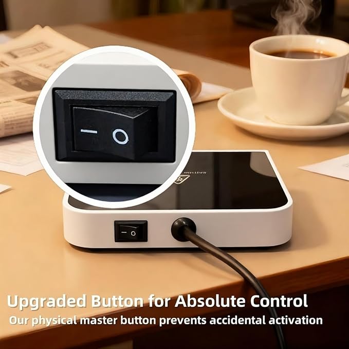 Coffee Mug Warmer, 20W Fast Heating & Constant Temperature Control, 6-Temp Settings, 1-12H Timer, Candle Warmer, Compatible with Various Cups for Coffee, Tea, Milk (White)