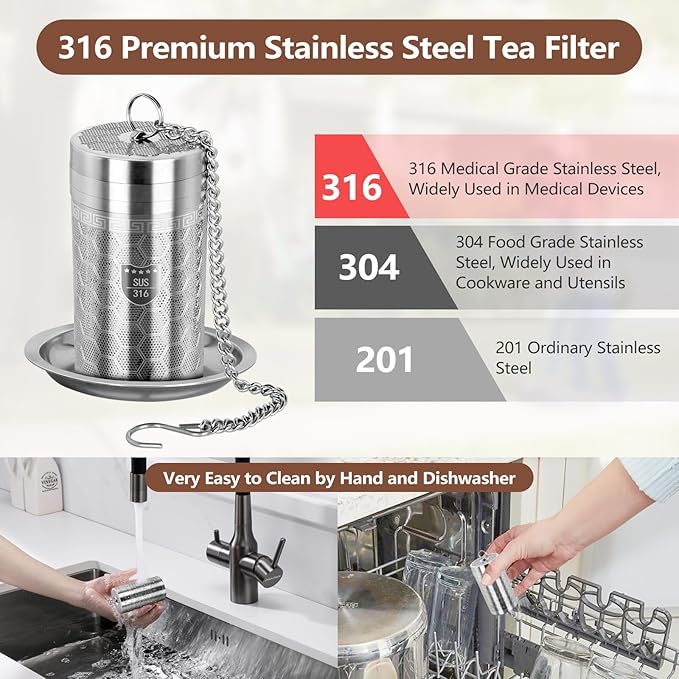 316 Stainless Steel Tea Strainer for Loose Leaf Tea (1, Small)