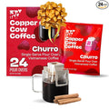 Copper Cow Coffee Premium Pour Over Single-Serve Vietnamese Coffee Pouches (24 pack) | Churro | Dark Roast | Flavored with Real Cinnamon | Convenient Vietnamese Ground Coffee Packets, Travel Friendly