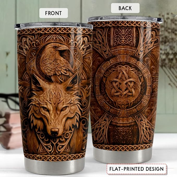 Viking Tumbler 20oz Viking Gifts for Men Vikings Cup Stainless Steel Insulated Tumblers Coffee Travel Drinking Mug Gift for Birthday Christmas