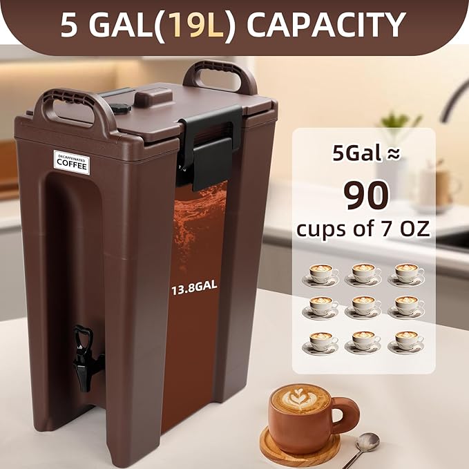 YUANHAO 5 GAL Brown Insulated Beverage Dispenser