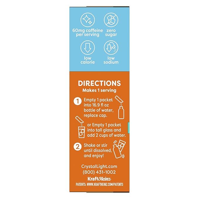 Crystal Light On The Go Peach Mango With Caffeine Drink Mix, 10-Packet Box (Pack of 7)