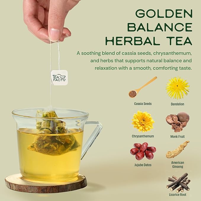 Tea Facto Liver It Up* Dandelion Tea Bags with Cassia Seeds, Ginseng, Licorice Roots, Red Date - Natural Ingredients, Zero Added Sugar, Zero Caffeine - 10 Count