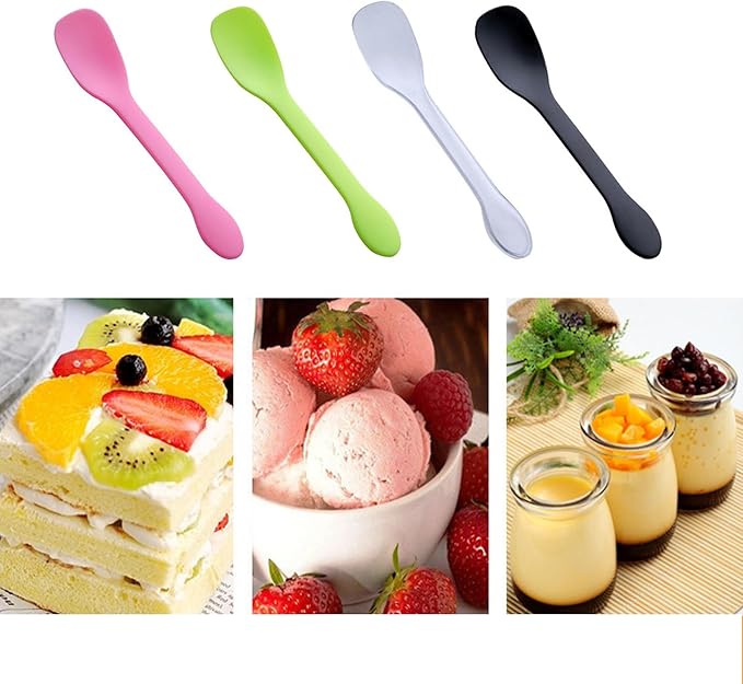100 PCS Mini Plastic Spoons, Disposable Ice Cream Dessert Tasting Spoons, Suitable for Cake Jelly Pie Yogurt (Clear)