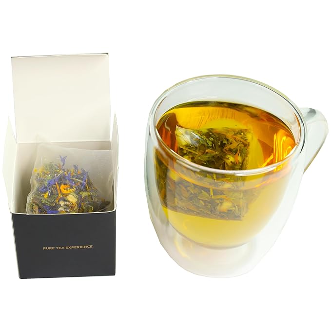 Pure And Easy Tea, Ascent Premium Tea Sampler, 15-Count Variety with 5 Caffeinated Blends, Whole-Leaf Tea in BPA-Free Plant-Based Pyramid Bags, Gift Box (52.5g)