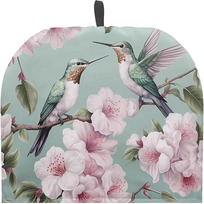 Hummingbird Tea Cosy for Teapot Peach Blossom Tea Cozy for Teapot Insulated Tie-Dye Kitchen Accessory Thick Teapot Cover Dust Home Decorative