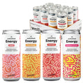 WellWithAll Energy Drink Variety Pack – Strawberry Lemonade, Fruit Punch, Tropical Mango, and Peach Flavors – Caffeine from Tea – With Vitamin C – Lightly Sparkling Beverage – Fruit & Veggie Juice Blend – 12 Oz (Pack of 12 – 3 Cans of Each Flavor)