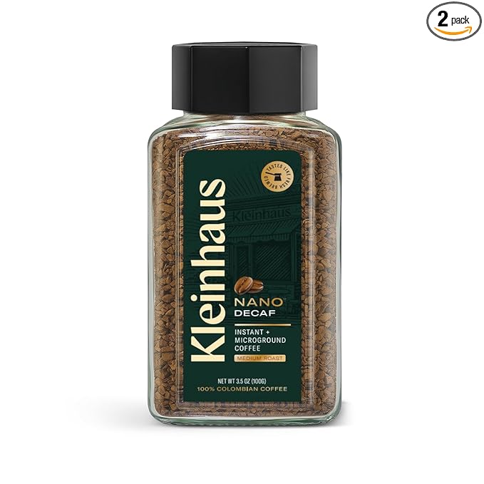Kleinhaus Decaf Nano Instant Coffee + Microground | 100% Colombian Arabica Coffee | Freeze dried | Fresh Brewed Taste | 3.5 oz Jar (2 Pack, Decaf)