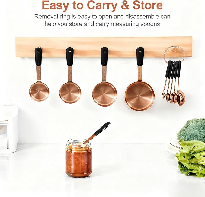 Measuring Cups and Spoons Set, Rose Gold Plated Stainless Steel 10 Piece for Cooking and Baking (5 Cups + 5 Spoons RoseGold)