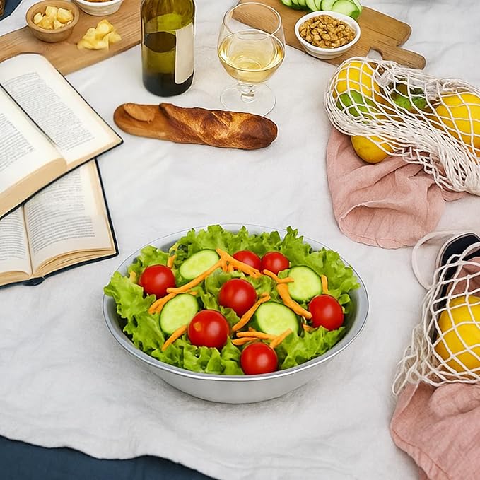 20 Pcs Small Stainless Steel Bowls, 6.4 Inch Wide Metal Mixing Bowl with Flat Base, 3/4 Quart Nesting Prep Salad Bowls Bulk for Kitchen Cooking Baking Serving